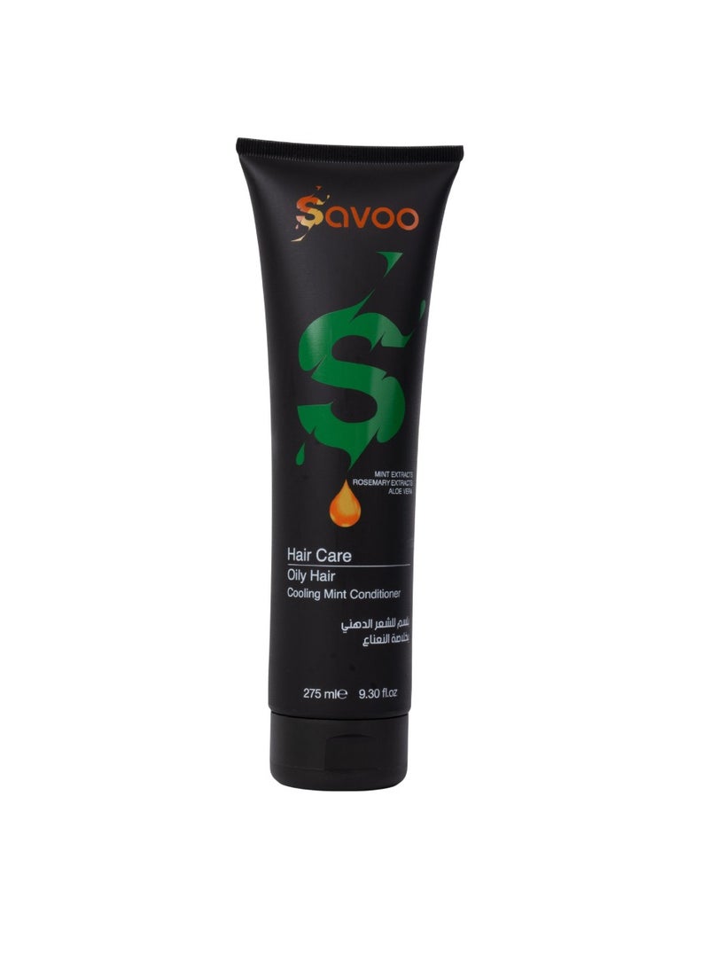 SAVOO Conditioner for Oily Hair 275ml | Cooling Mint with Aloe Vera, Zinc & Rosemary | Sebum Control, Follicle Detox, Hydration & Scalp Refreshing Formula - Image 1