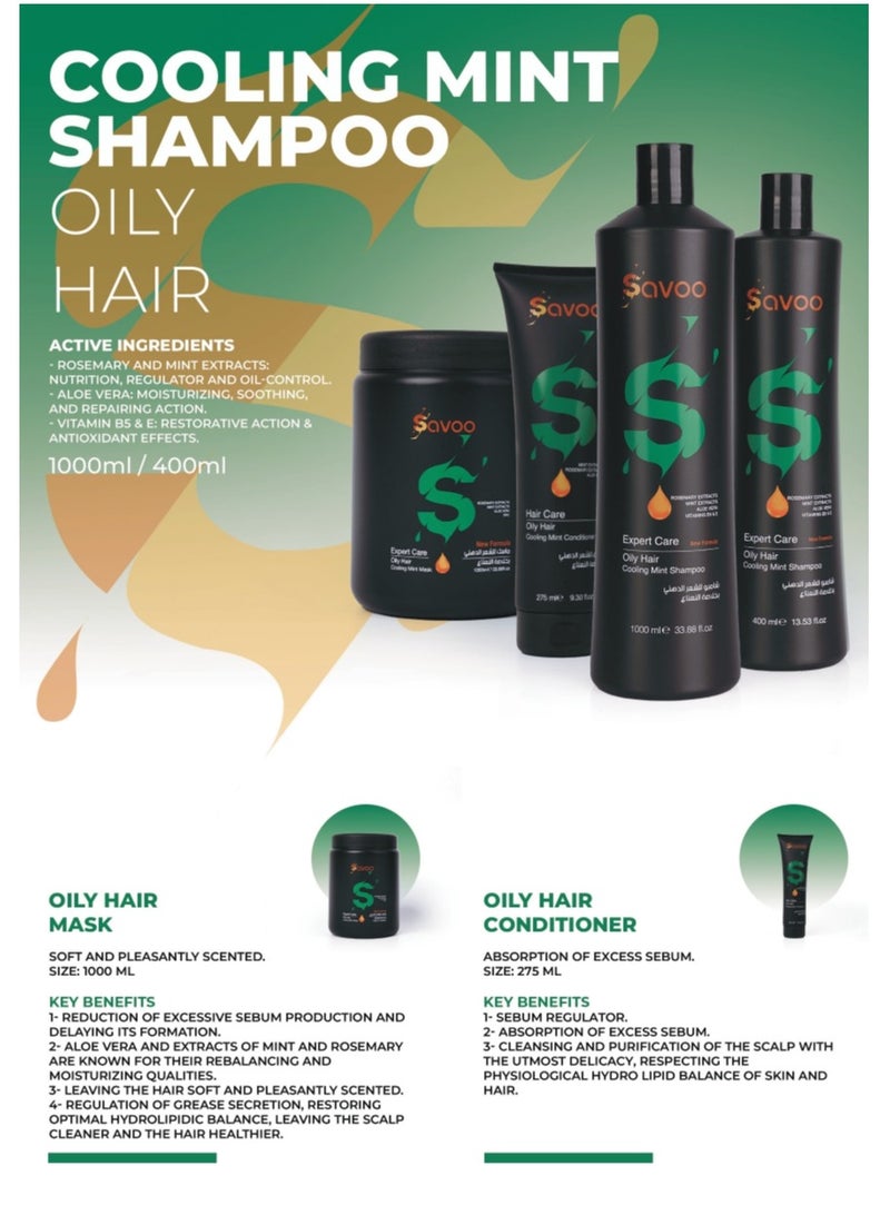 SAVOO Conditioner for Oily Hair 275ml | Cooling Mint with Aloe Vera, Zinc & Rosemary | Sebum Control, Follicle Detox, Hydration & Scalp Refreshing Formula - Image 4