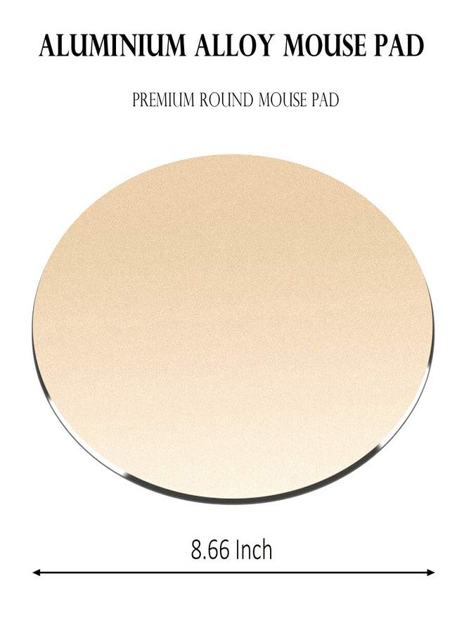 ProElife Premium Aluminum Metal Mouse Pad Mice Mat 8.66 inch (Round, Champagne Gold) - Image 2