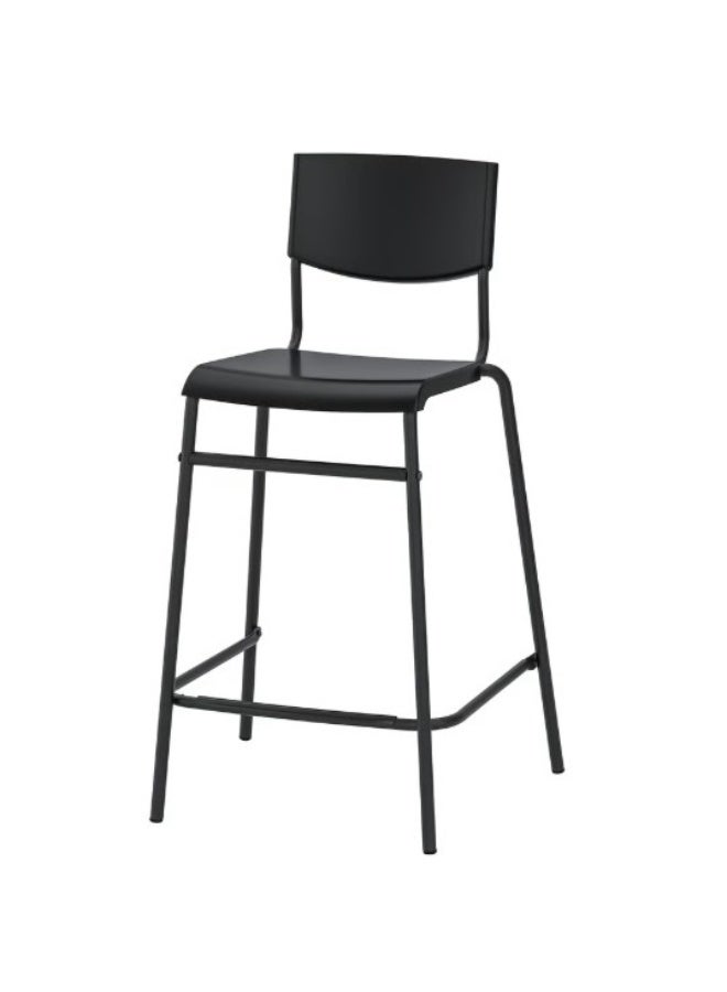 Bar stool with backrest, counter height black/black, 63 cm - Image 1