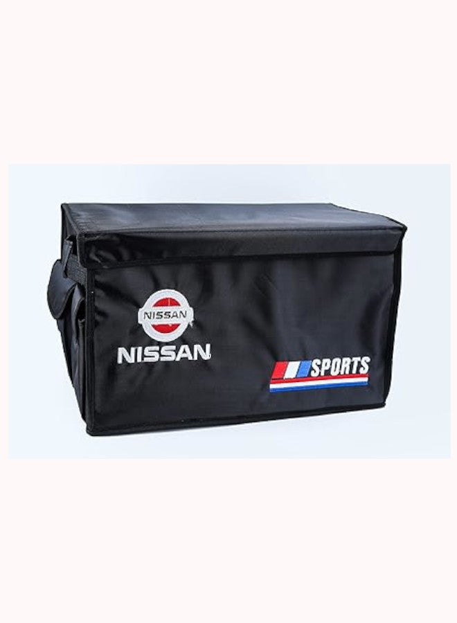 Generic Foldable Trunk Organizer Storage Box, with Small Pockets, Cargo Container Compartments, Shoe Organizer, Black - Multi Colors (Nissan)  - Image 1