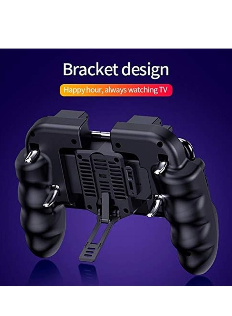 Mobile Game Controller 4 Trigger with Cooling Fan for PUBG Call of Duty Fotnite 6 Finger Operation L1R1 L2R2 Gaming Grip Gamepad Mobile Controller Trigger - Image 3