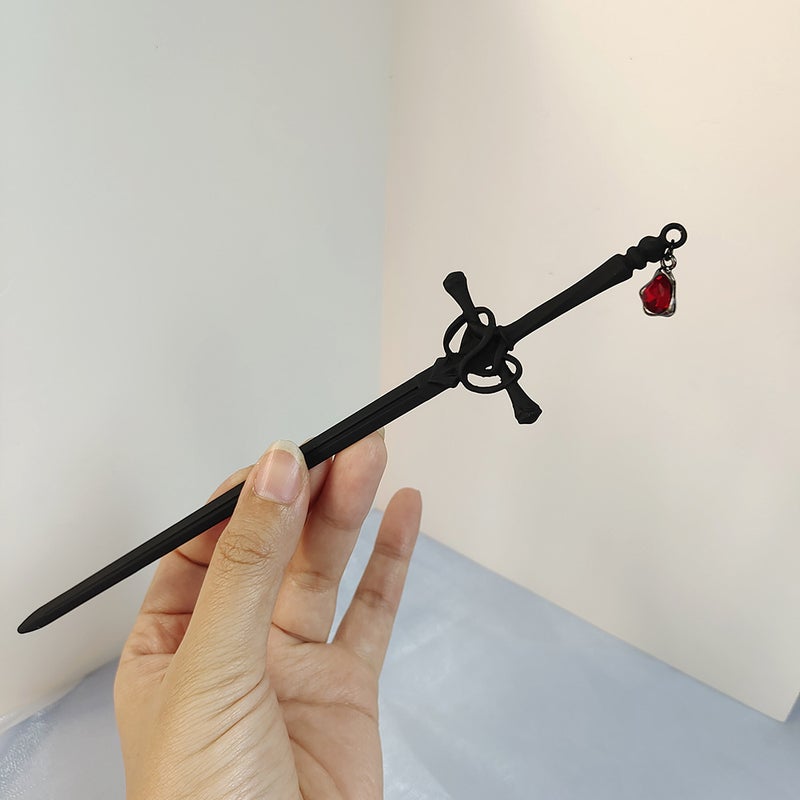 Generic Vintage Hairpin Tassel Step Shake Hanfu Accessory Matt Black Belt pendant