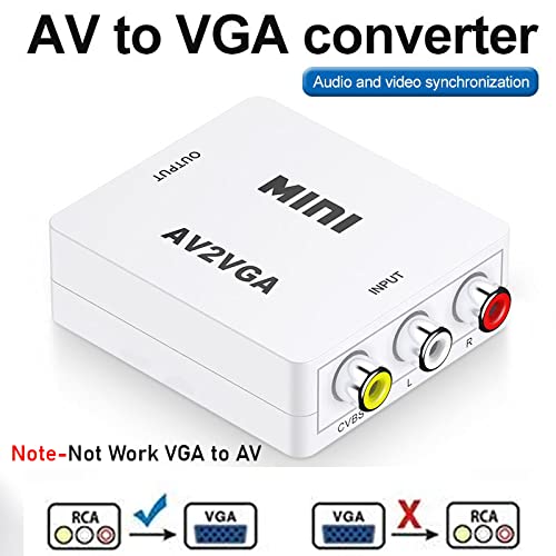 ETZIN AV to VGA Video Converter Mini AV2VGA Box AV RCA CVBS to VGA Video Converter Audio Converter 3.5mm for PC HDTV-EPL-657VC. - Image 2