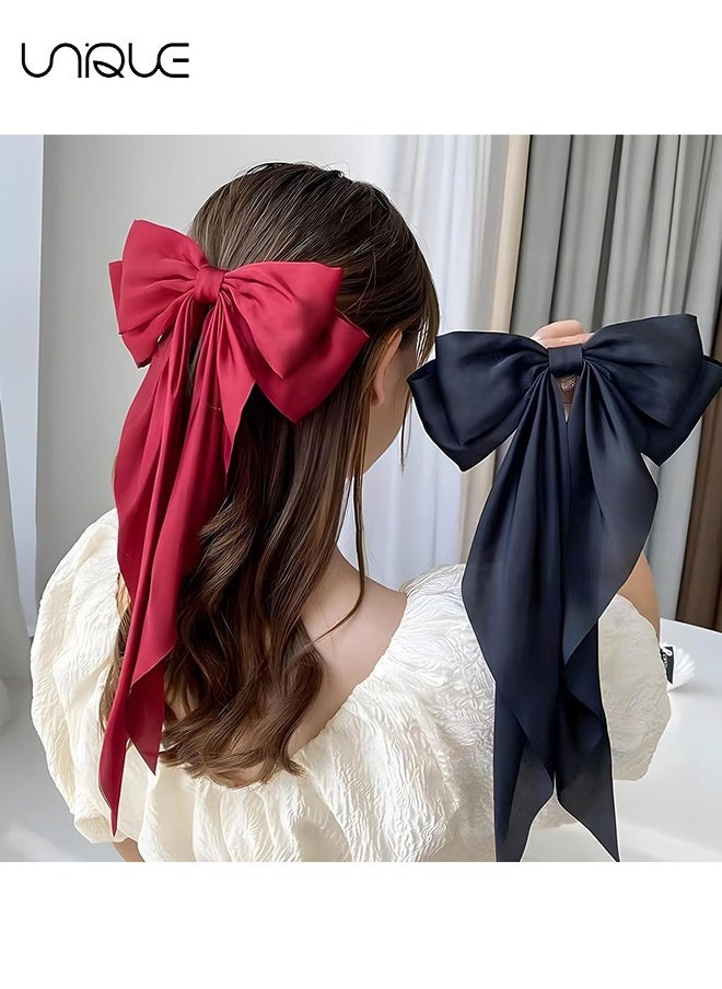 Unique 2 Pcs Hair Clip - Satin Butterfly Knot Hair Clip - Black & Red Bow Hair Dress Up Accessories for Party/Show/Wedding  - Image 4