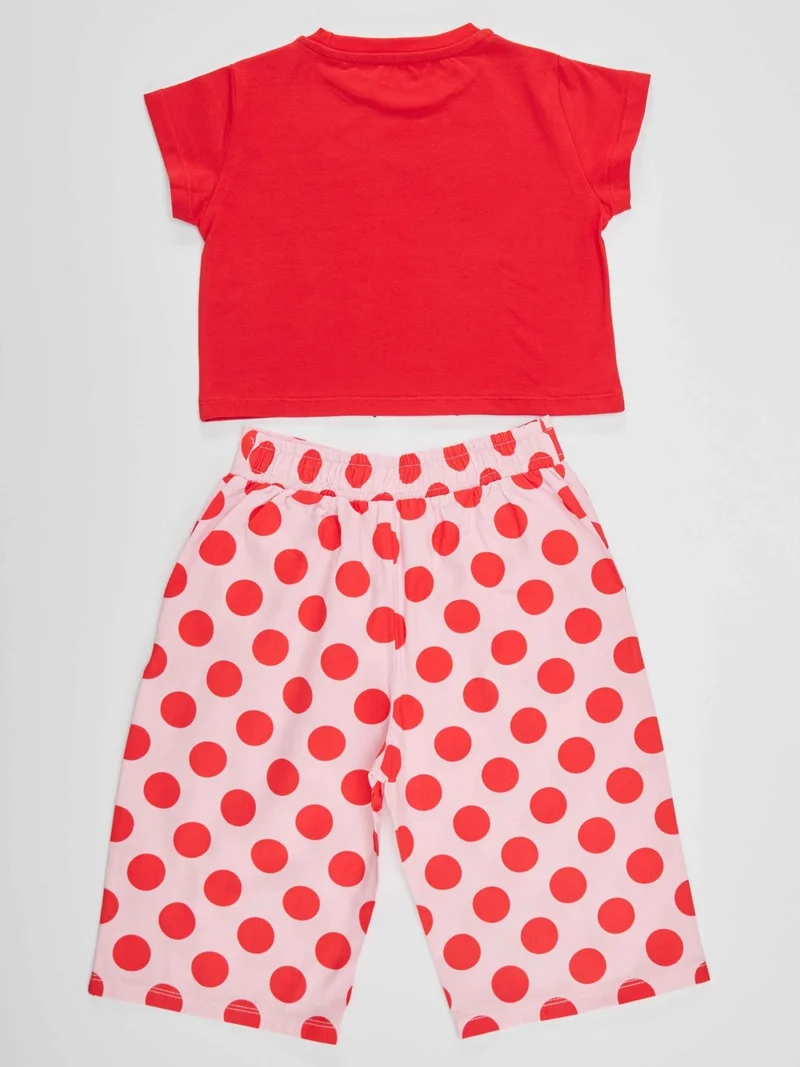Denokids Ponçik Cat Girl T-shirt Capri Shorts Set