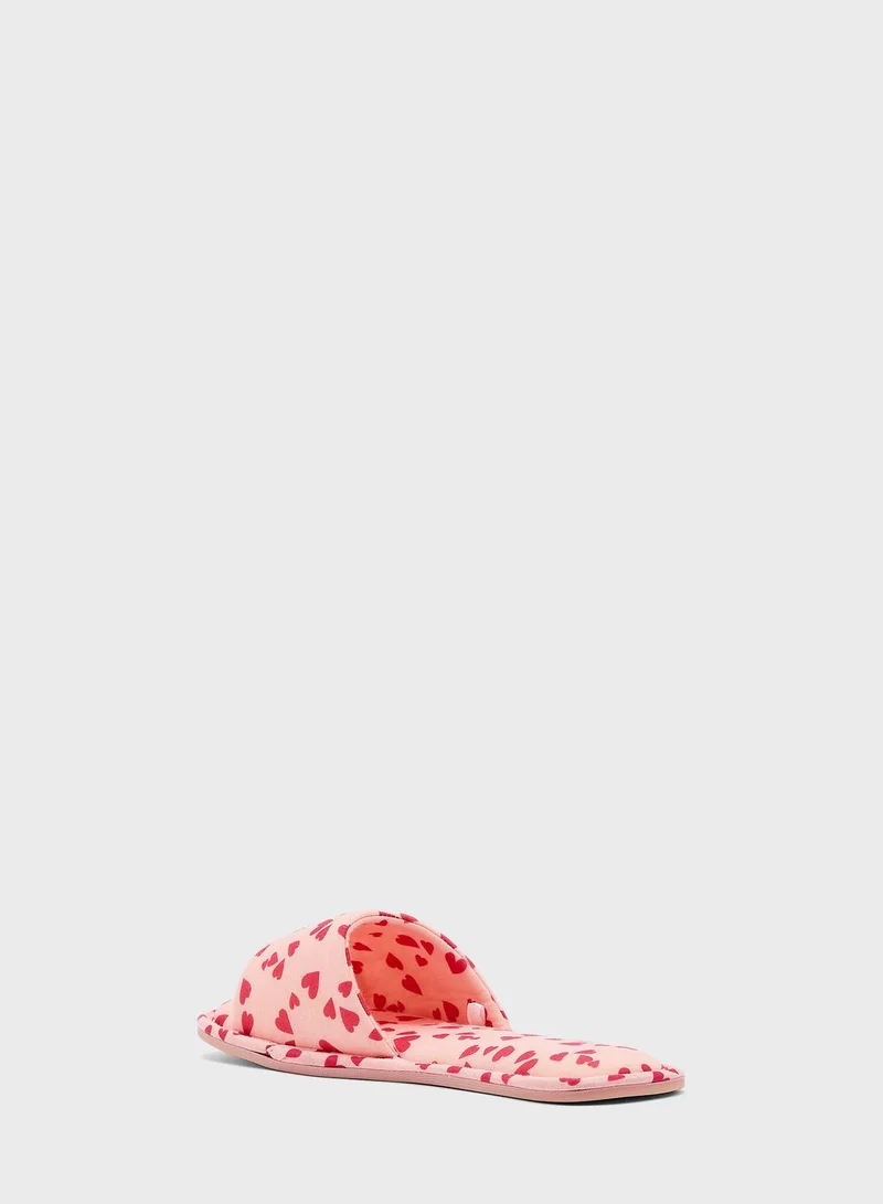 Marks & Spencer Heart Print Open Toe Mule Slippers