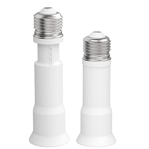 JACKYLED E26 Light Socket Extender 4-Level Extendable, 3.1-4.3in/8-11cm Extension E26/E27 Adapter Socket Converter, Light Bulb Extension, Lamp Bulb Adapter for Living Room, Kitchen, 2-Pack - Image 1