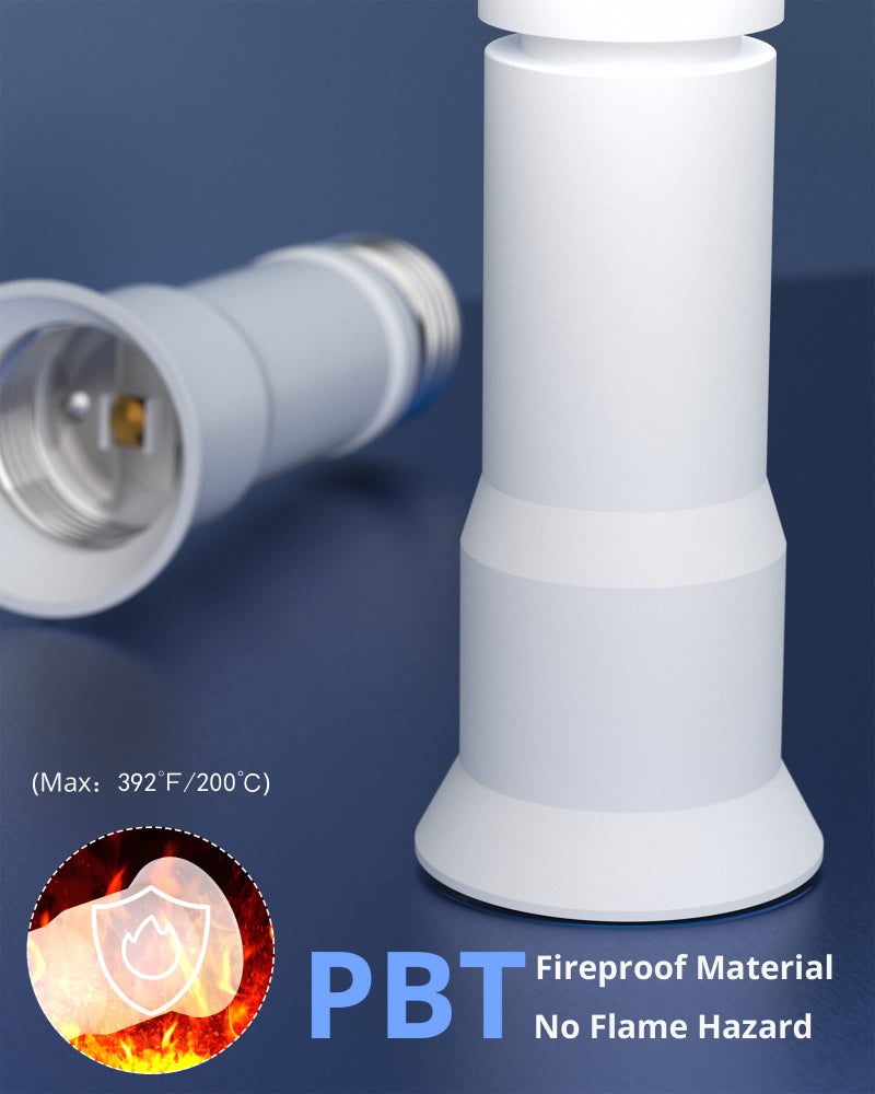 JACKYLED E26 Light Socket Extender 4-Level Extendable, 3.1-4.3in/8-11cm Extension E26/E27 Adapter Socket Converter, Light Bulb Extension, Lamp Bulb Adapter for Living Room, Kitchen, 2-Pack - Image 4