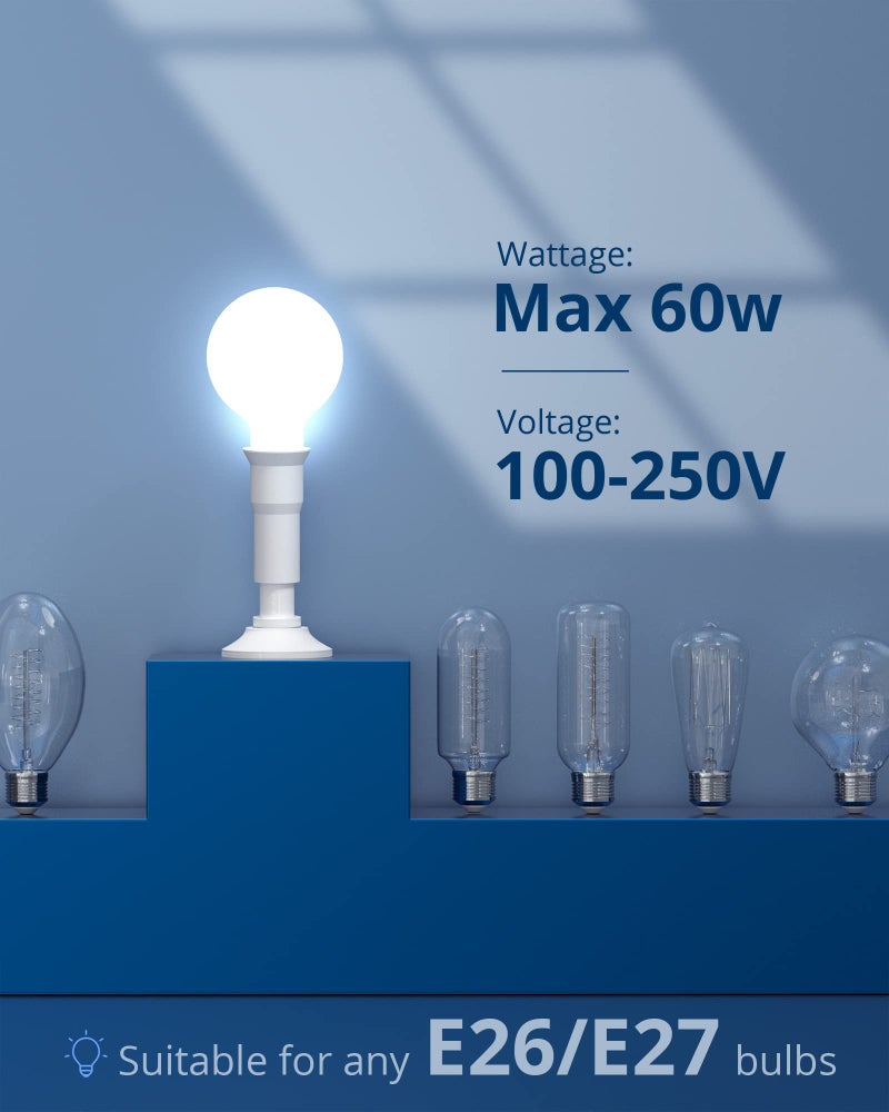 JACKYLED E26 Light Socket Extender 4-Level Extendable, 3.1-4.3in/8-11cm Extension E26/E27 Adapter Socket Converter, Light Bulb Extension, Lamp Bulb Adapter for Living Room, Kitchen, 2-Pack - Image 5