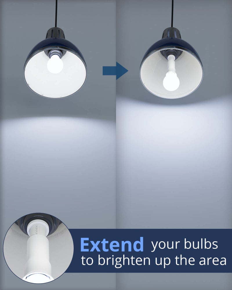 JACKYLED E26 Light Socket Extender 4-Level Extendable, 3.1-4.3in/8-11cm Extension E26/E27 Adapter Socket Converter, Light Bulb Extension, Lamp Bulb Adapter for Living Room, Kitchen, 2-Pack - Image 2