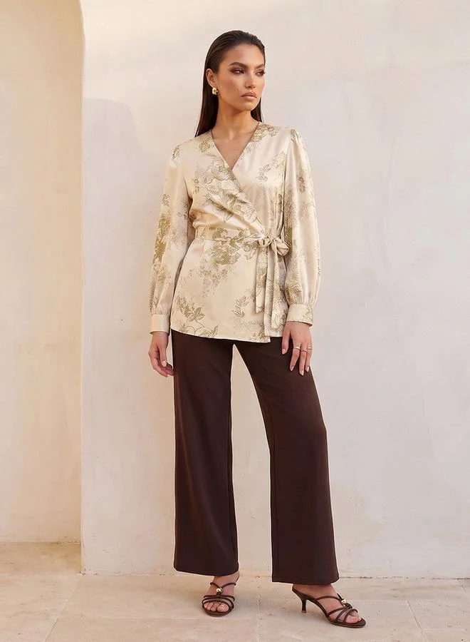 Iconic Iconic Wrap Top with Paisley Print