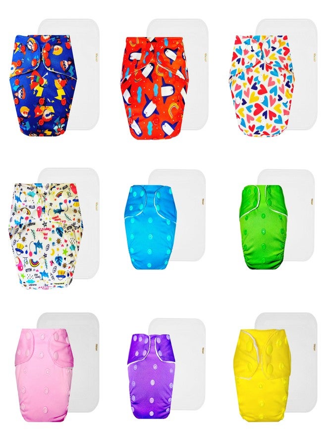 Dumbledo Premium Cloth Diaper with Cotton Insert (Pack of 9) | Hypoallergenic | Breathable | Quick Dry | Designed by Moms | 3 Months - 3 Years | Unisex Baby - Image 1