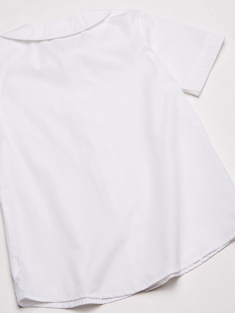 Classroom School Uniforms girls Short Sleeve Peter Pan Blouse,White,Small - Image 4