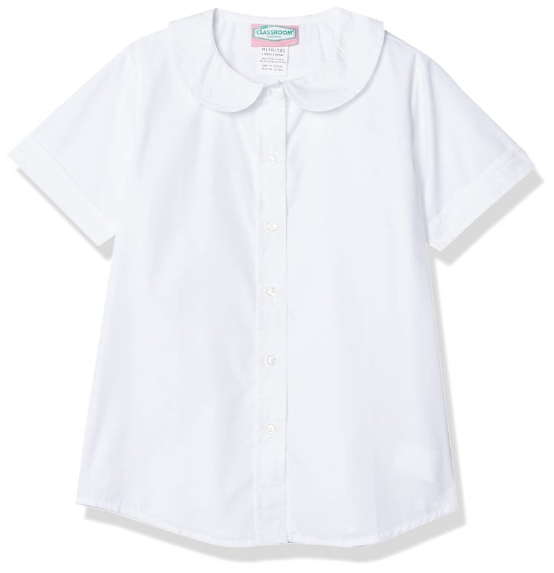 Classroom School Uniforms girls Short Sleeve Peter Pan Blouse,White,Small - Image 5