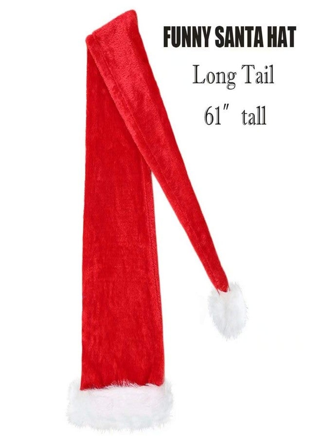 OLLULL Funny Santa Hat Long Tail (Size: 61×11.8 Inch, color: red) - Image 2
