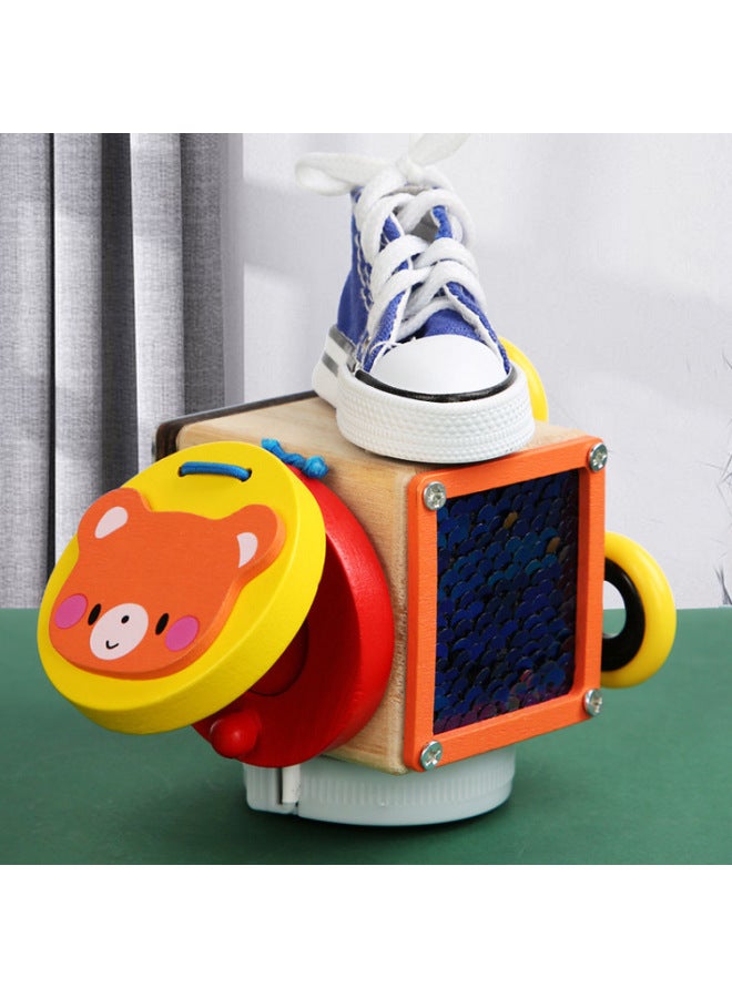 Children's Door Latch Unlock Busy Board House Door Opening Board Baby Early Education Educational Unlocking Busy Board Toy-Color:Fish Scale Busy Block  - Image 1
