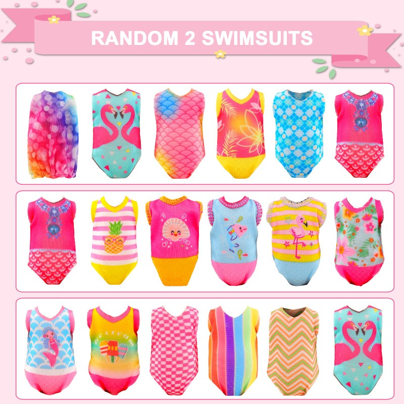 ENOCHT 30 PCS Mini 6 Inch Doll Clothes and Accessories Include 4 Tops, 4 Pants for Boy Dolls, 5 Dresses , 2 Swimsuit and 2 Shoes, 10 Outfits Hangers Pocket Glasses Headset Crown for 5.3-6 Inch Dolls - Image 4