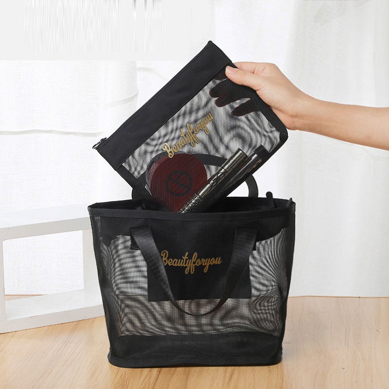 Nylon Mesh Cosmetic Bag Large Capacity Travel Cosmetic Storage Bag Niche Toiletry Storage Bag - Image 5