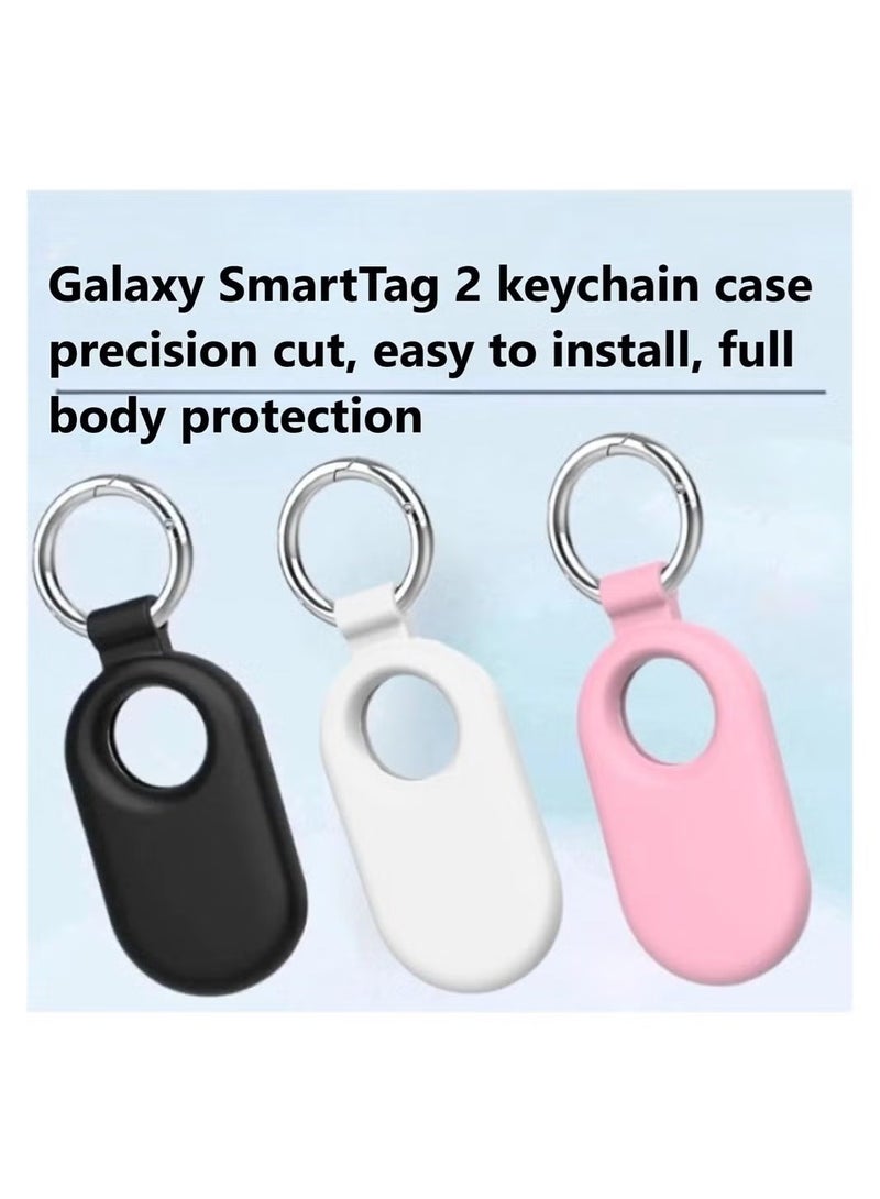 for Samsung Galaxy SmartTag2 Case, 2 Pack Full-Body Shockproof Protection Silicone Case for Galaxy Smart Tag 2 with Key Ring for Keys, Wallet, Luggage, Backpacks, Pets  - Image 2