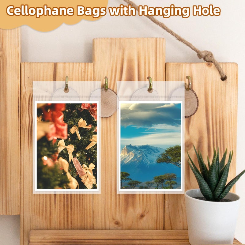 Morepack 4x6 Inches Hanging Hole Self Sealing Cellophane Bags Self Adhesive, 100 Pieces Clear Resealable Cellophane Bags with hanging header for Jewelry Earring Necklace - Image 5