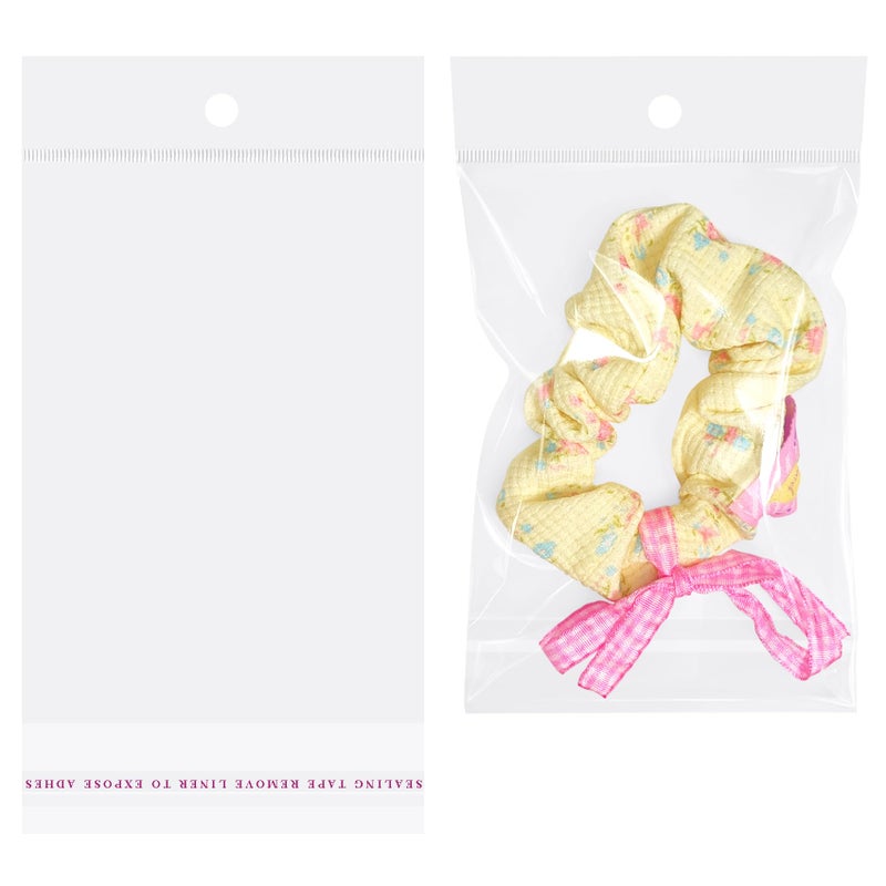 Morepack 4x6 Inches Hanging Hole Self Sealing Cellophane Bags Self Adhesive, 100 Pieces Clear Resealable Cellophane Bags with hanging header for Jewelry Earring Necklace - Image 1