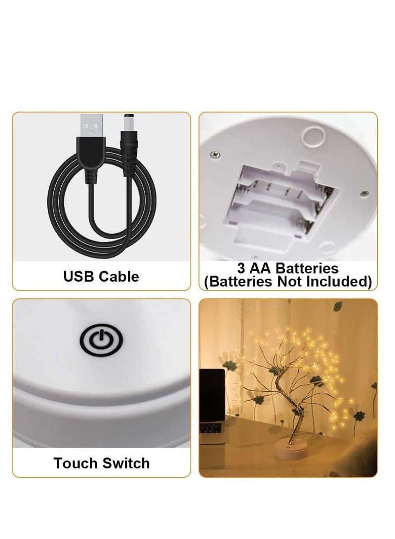 MIXDE 20" Tabletop Tree Lights,Fairy Tree Table Lamp,Fairy Night Light,DIY Adjustable Branch,108 LED USB/Battery Powered,Copper Wire Tree Branch Decorative Lights with Touch Switch - Image 3