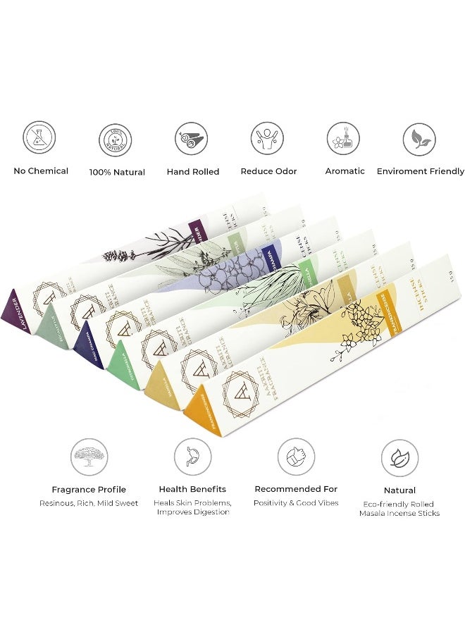 Aakriti Gallery - Incense Sticks Assorted Organic Masala Sticks Set 15 Gram, Total 90 Grams (Set 6) - Image 1