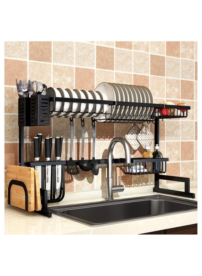 DubaiGallery Over The Sink Dish Drying Rack Organizer Black 85cm - Image 3