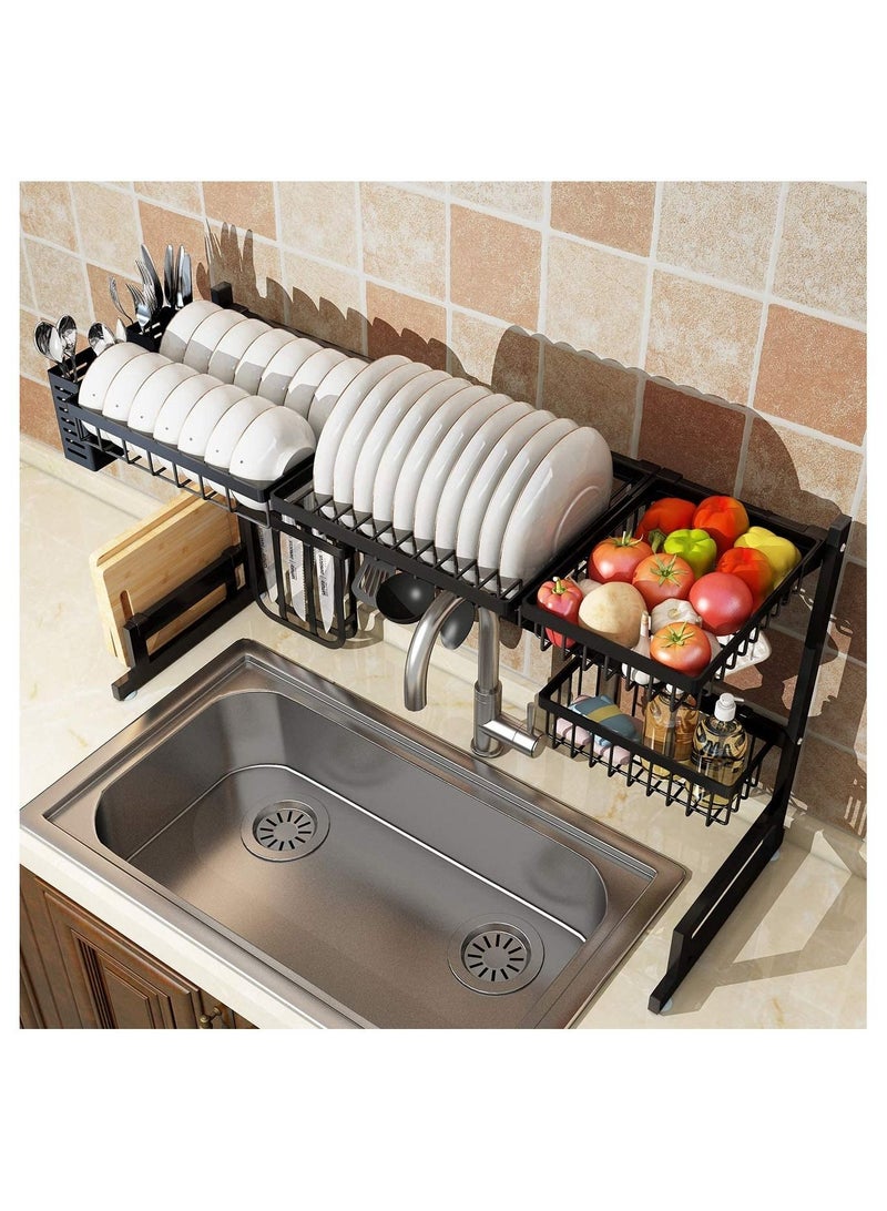 DubaiGallery Over The Sink Dish Drying Rack Organizer Black 85cm - Image 4