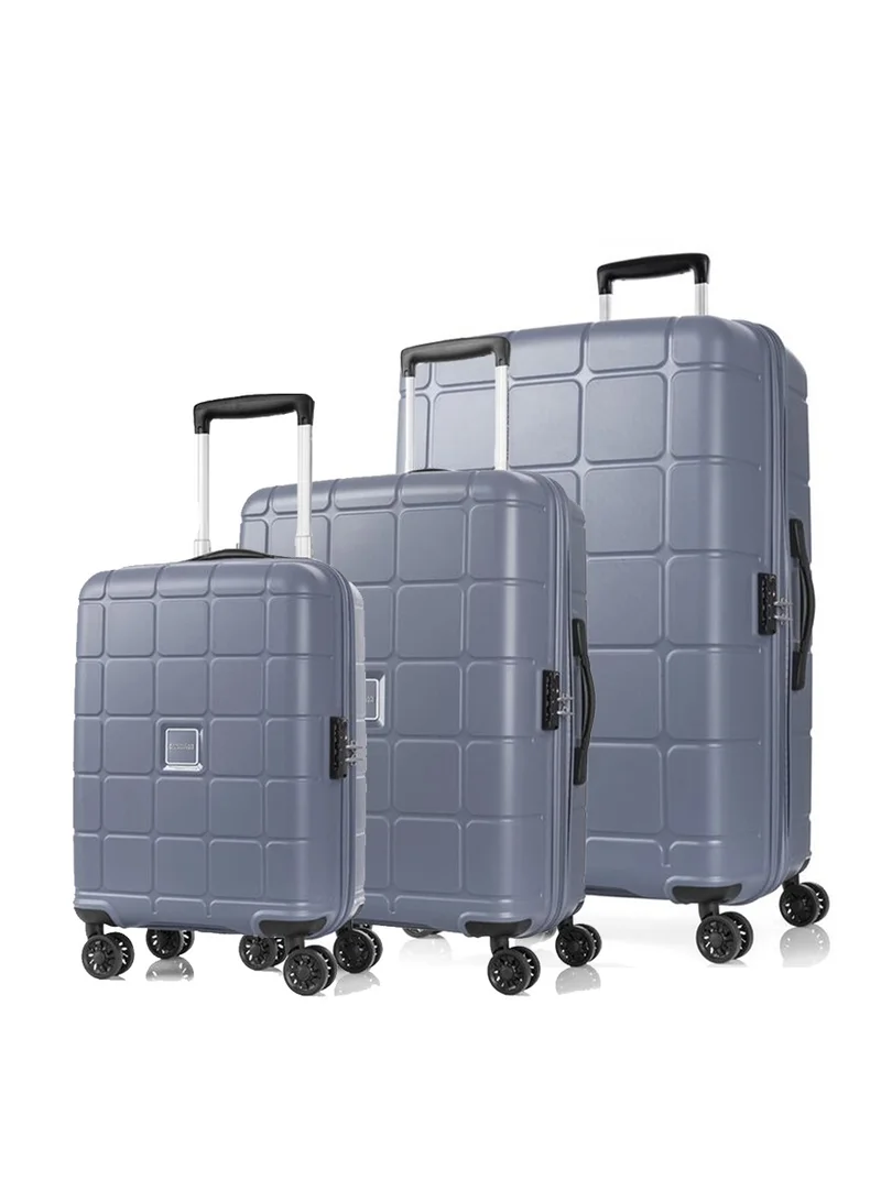 American Tourister Hundo Suitcase, Set of 3, Cabin, Medium & Large (55 + 68 + 81 cm), 4 Spinner Wheels, Hard Top, Polypropylene, Flinstone|Spacious Interior|DuoSaf™ Security Zipper|TSA Combination Lock|Expandable - 3 Years Global Warranty