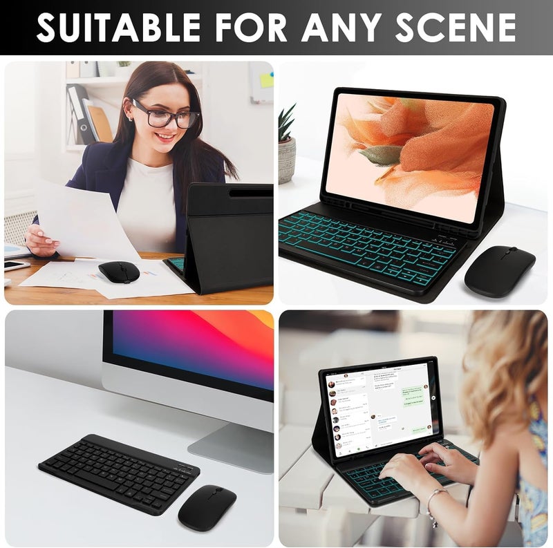 atdaraz Keyboard Case for Samsung Galaxy Tab S9 FE+/S9+ 12.4 inch, 7-Color Backlit Keyboard with S Pen Holder, Magnetic Detachable Wireless Keyboard & Slim Cover for S9 Plus/S9 FE Plus 2023, Black - Image 5