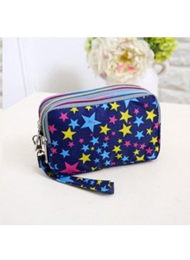 2021 Nylon Cloth Women's Clutch Bag Creative Printed Women's Wallet Instagram Popular Zipper Small Bag-Color:Blue-Colorful Stars  - Image 1