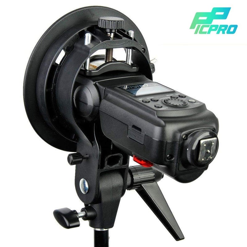 PICPRO S1 Heavy Duty Flash Bracket with Elinchrom Mount – Umbrella Holder & Light Stand Adapter for Studio Strobe, Softbox, Speedlight and Photography Lighting Setup. - Image 2