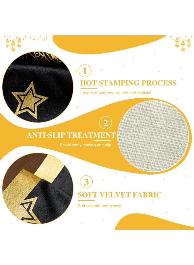 دي آند أل رمضان عيد مبارك عيد الفطر الجدول الجاري النمط القديم عيد الجدول القماش الشريط الطويل للديكور الحزب المنزلي الذهب الأسود - Image 3