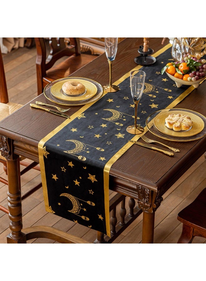 دي آند أل رمضان عيد مبارك عيد الفطر الجدول الجاري النمط القديم عيد الجدول القماش الشريط الطويل للديكور الحزب المنزلي الذهب الأسود - Image 5