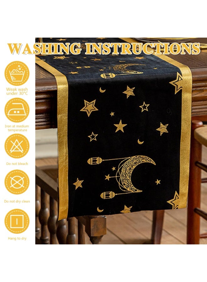 دي آند أل رمضان عيد مبارك عيد الفطر الجدول الجاري النمط القديم عيد الجدول القماش الشريط الطويل للديكور الحزب المنزلي الذهب الأسود - Image 4