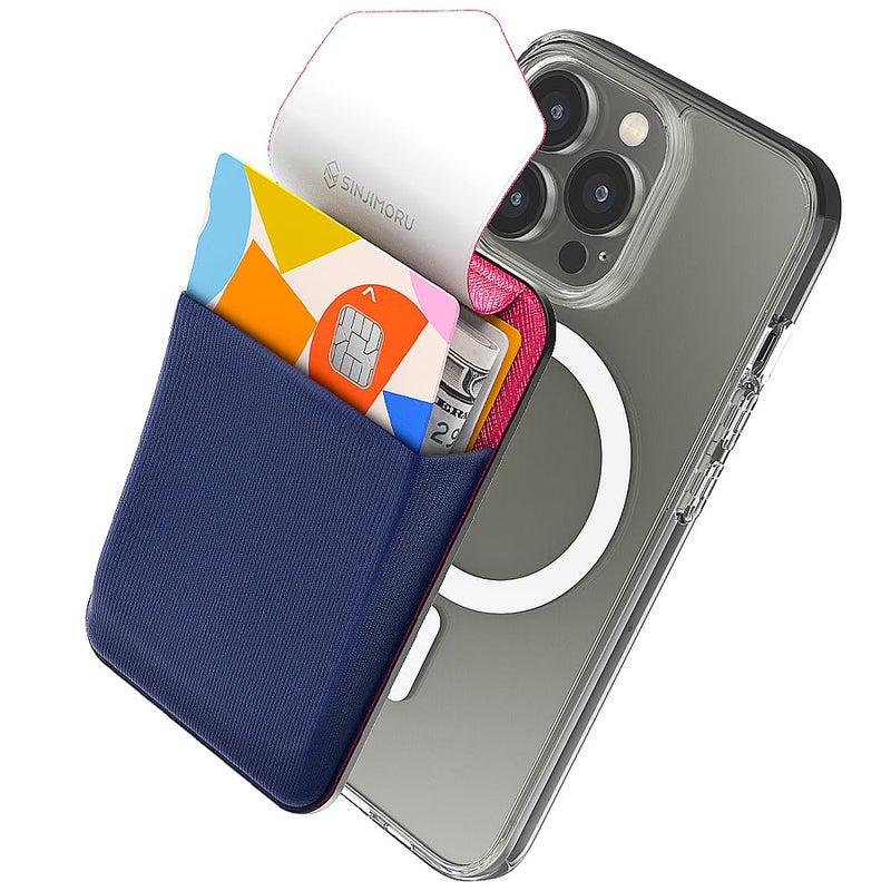 Sinjimoru Privacy Cover Magnetic Card Holder Magnetic Phone Wallet Stick on as Credit Card Holder Compatible with iPhone 16 15 14 13 12 Series MFlap Navy - Image 2