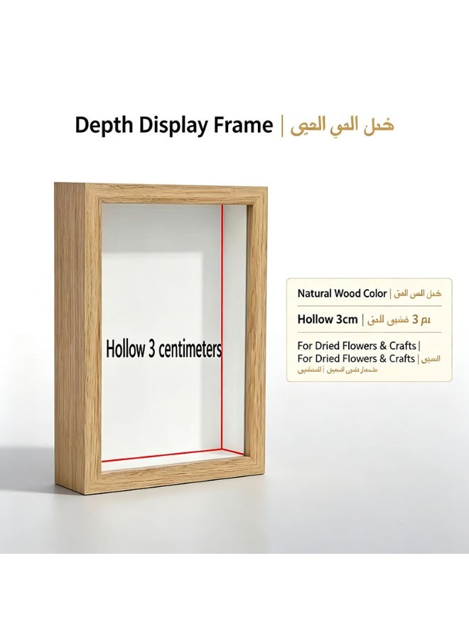 إطار صور صندوق الظل العميق، خشب صلب، للزهور المجففة والتذكارات والصور، يُعلّق على الحائط ويوضع على الطاولة، أبيض/جوزي/أسود - Image 1