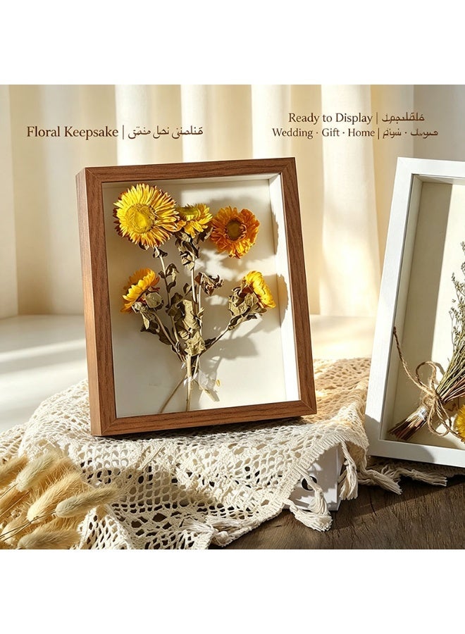 إطار صور صندوق الظل العميق، خشب صلب، للزهور المجففة والتذكارات والصور، يُعلّق على الحائط ويوضع على الطاولة، أبيض/جوزي/أسود - Image 5