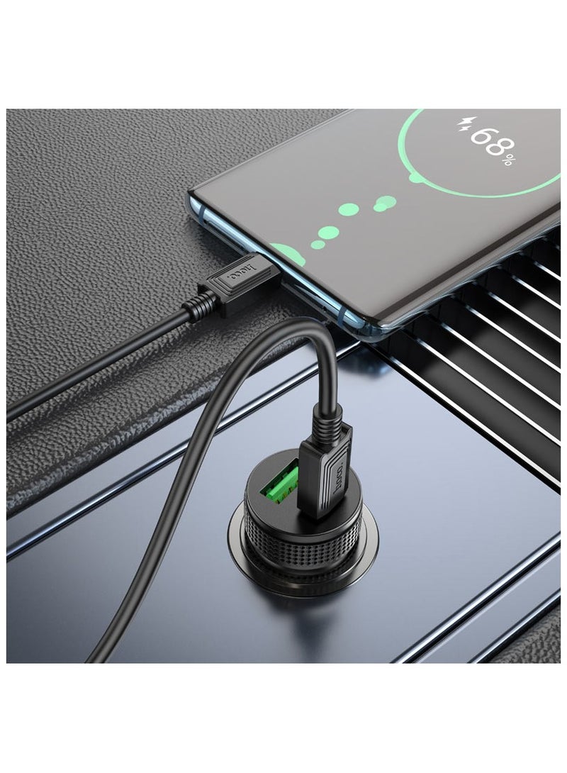 Hoco Z49B Premium Metal Dual-Port Car Charger with Intelligent Balance Technology Delivering High-Speed PD20W and QC3.0 Fast Charging for Universal Compatibility and Durable Performance - Image 3