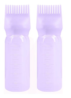 Framendino Framendino, Root Comb Applicator Bottle, Hair Dye Bottle Plastic Hair Oil Squeeze Bottles with Graduated Scale for Hair Care 2 Pack Purple  - Image 1