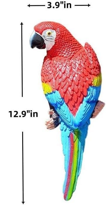 The Decorshed Wall Parrots for Home Tree Decor 4 Colors Parrot for Garden Home Decoration Birds for Garden Red Pack of 1 - Image 4