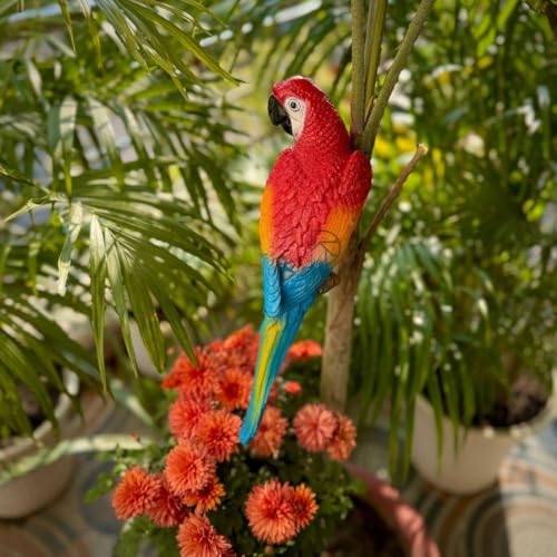 The Decorshed Wall Parrots for Home Tree Decor 4 Colors Parrot for Garden Home Decoration Birds for Garden Red Pack of 1 - Image 3