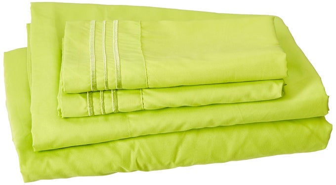 LUXURY SILKYSOFT 1500 PREMIER SOFTEST HOTEL QUALITY WRINKLEFREE 4PIECE BED SHEET SET DEEP POCKET UP TO 16 INCH KING LIME