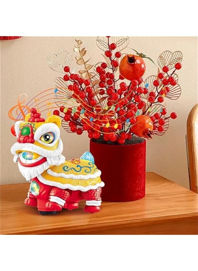 Chinese Lions Dance Toys,Lions Dance with Lights and Music, Funny Shaking Heads Lions Dance Toys for Kids, Chinese New Year Decorations (Yellow) - Image 4