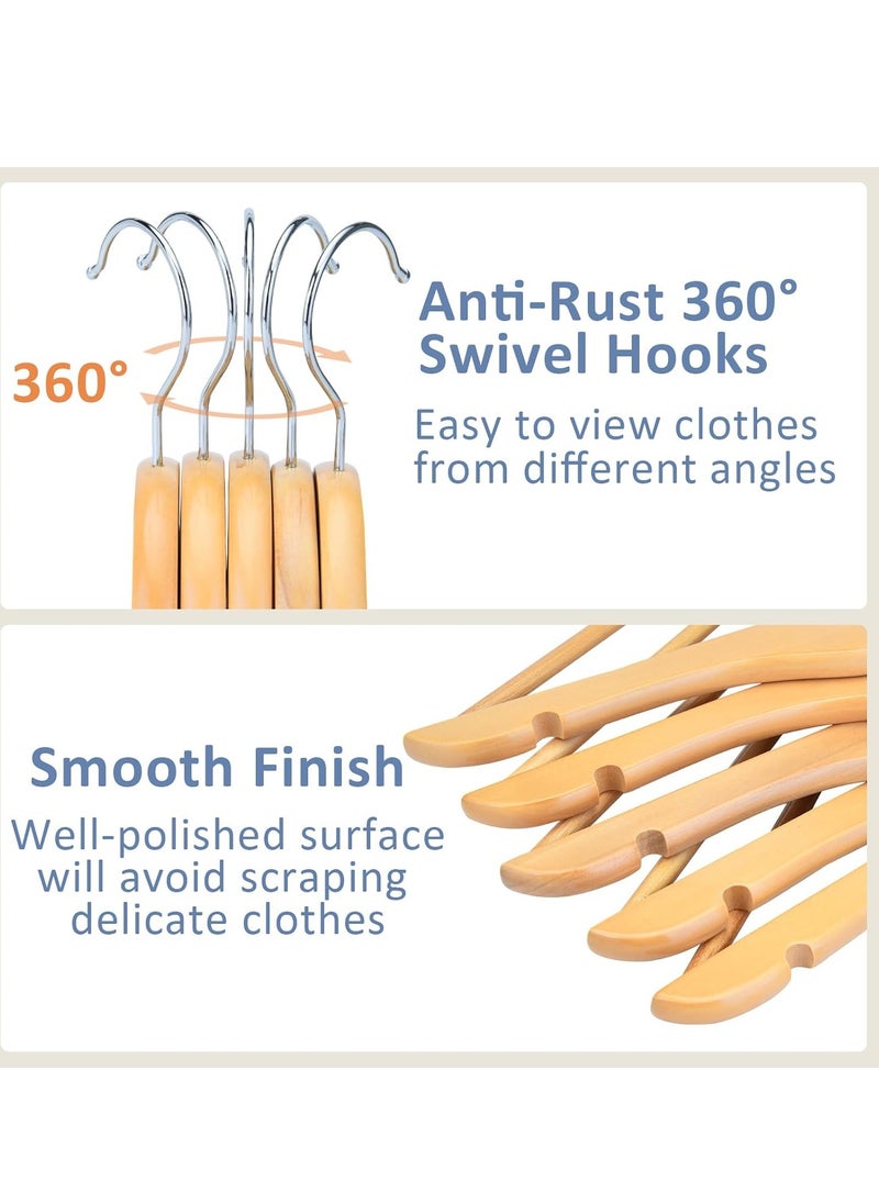 Reko - Coat Hangers 20 Pack Wooden Suit Hanger Wooden Hangers Premium Wood with Notches & Chrome Swivel Hook - Image 1