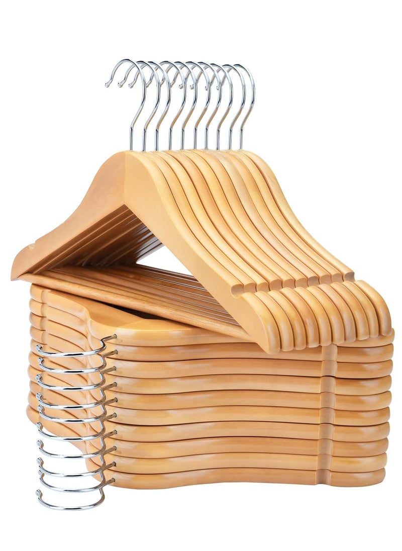 Reko - Coat Hangers 20 Pack Wooden Suit Hanger Wooden Hangers Premium Wood with Notches & Chrome Swivel Hook - Image 1