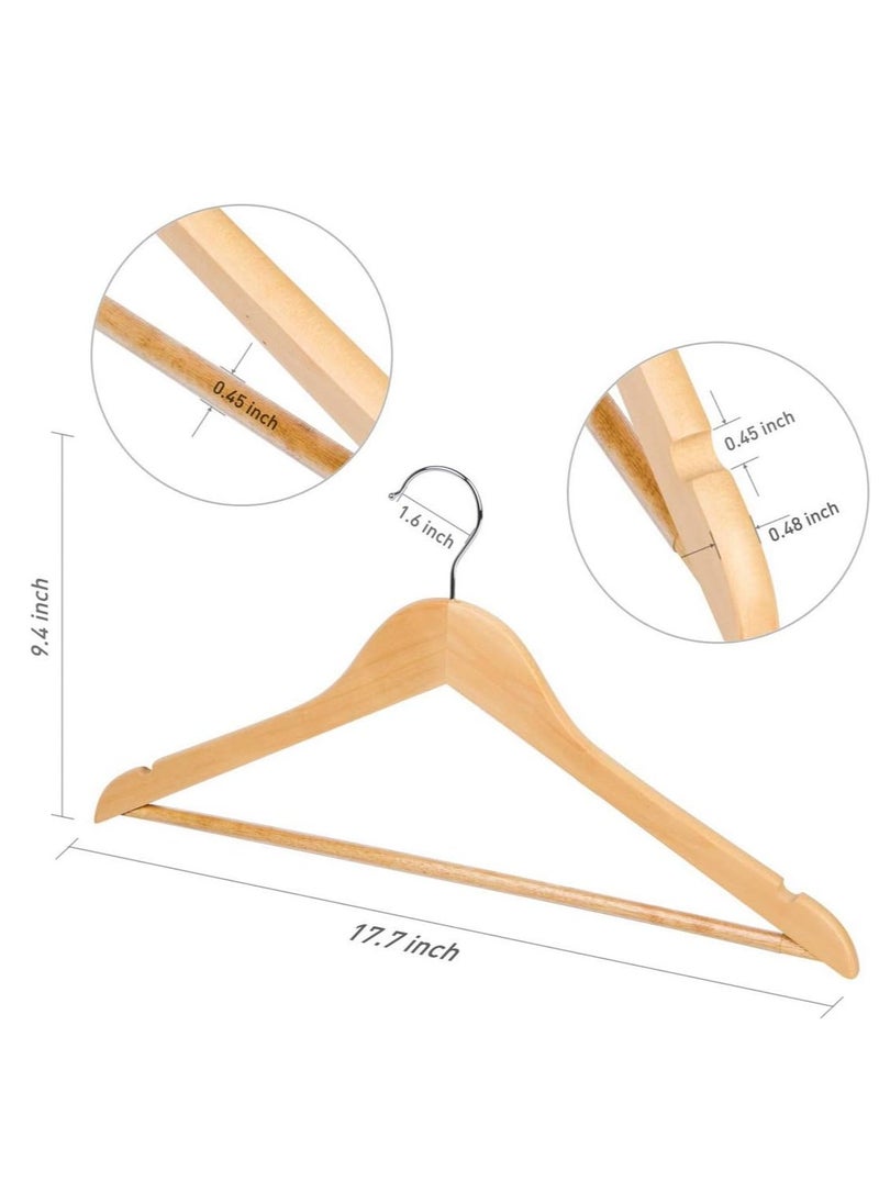 Reko - Coat Hangers 20 Pack Wooden Suit Hanger Wooden Hangers Premium Wood with Notches & Chrome Swivel Hook - Image 1