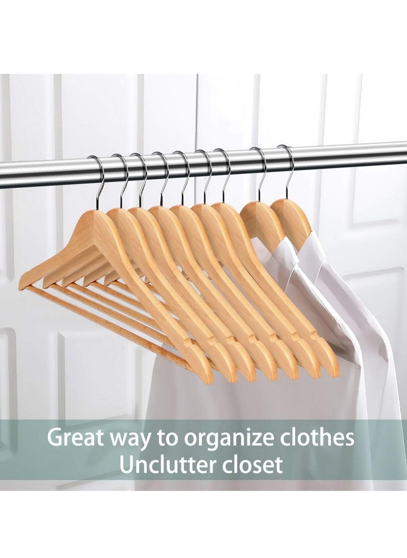 Reko - Coat Hangers 20 Pack Wooden Suit Hanger Wooden Hangers Premium Wood with Notches & Chrome Swivel Hook - Image 1